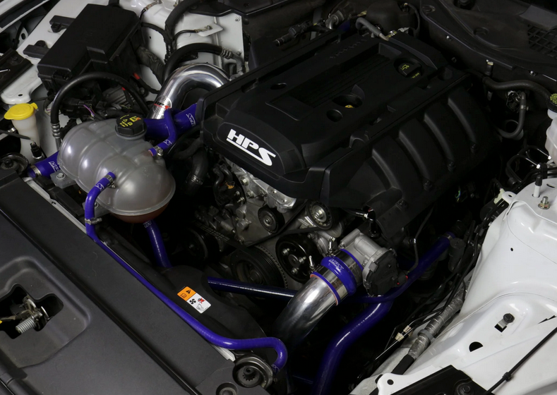 HPS Intercooler Hot Charge Pipe and Cold Side with Blue Hoses 2015-2017 Ford Mustang Ecoboost 2.3L Turbo