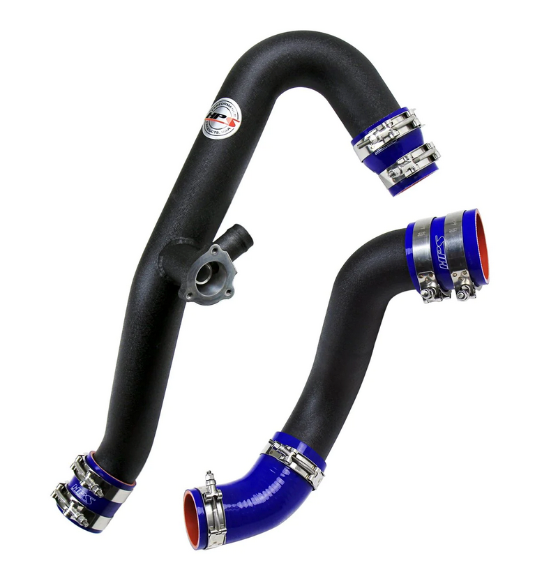 HPS Intercooler Hot Charge Pipe and Cold Side with Blue Hoses 2015-2017 Ford Mustang Ecoboost 2.3L Turbo