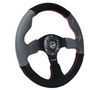 NRG Reinforced Steering Wheel (320mm/ 2.5in. Deep) Sport Leather / Suede w/ Red Stitch