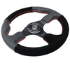NRG Reinforced Steering Wheel (320mm/ 2.5in. Deep) Sport Leather / Suede w/ Red Stitch