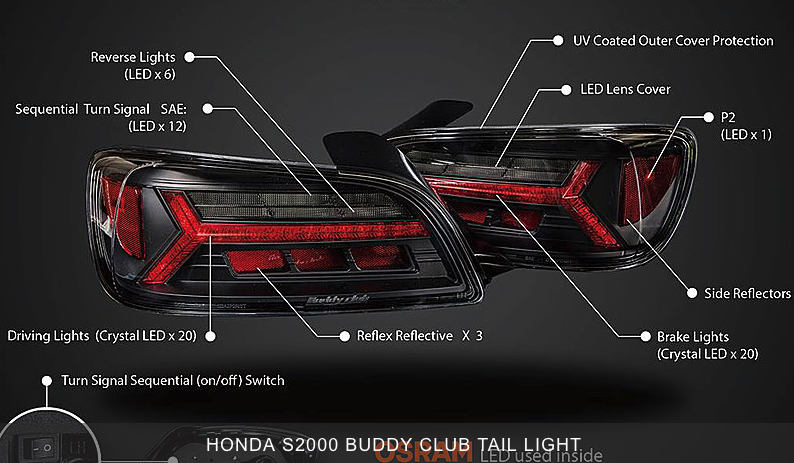 Buddy Club LED Tail Lamps 2000-2003 Honda S2000