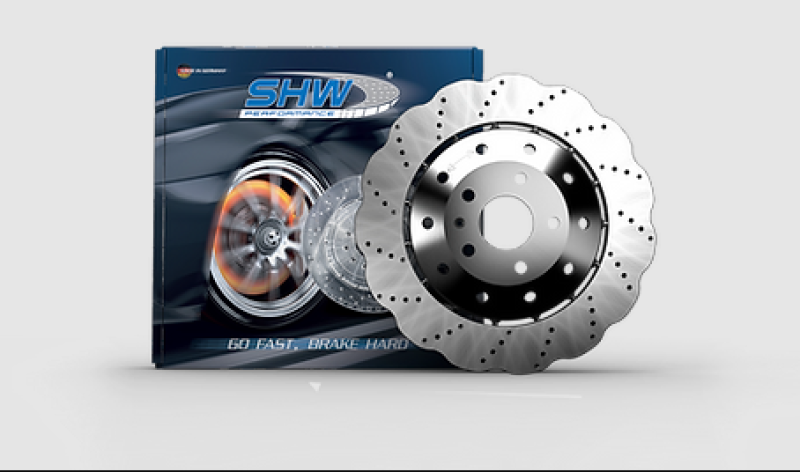 SHW Performance Wavy Cross Drilled Pin-Drive Rotor 2014-2018 Audi RS7 (4.0) Rear