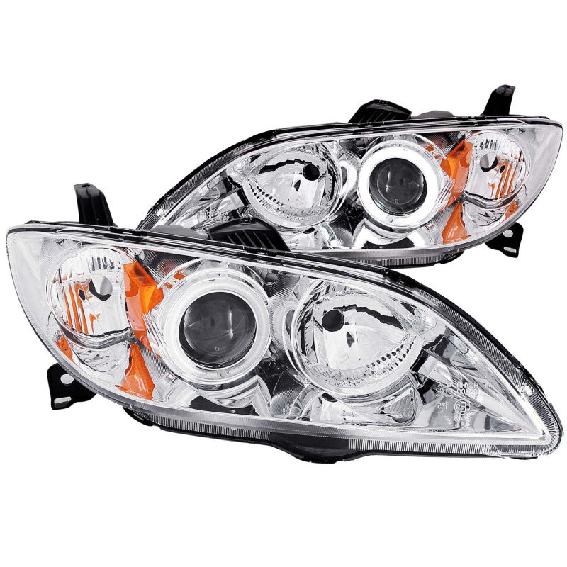 2004-2008 MAZDA 3, 4DR PROJECTOR HEADLIGHTS CHROME W/ RX HALO