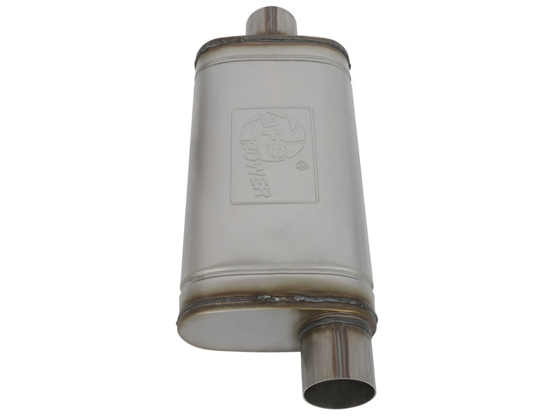aFe MACHForce XP SS Muffler 3in Center Inlet / 3in Offset Outlet 18in L x 9in W x4in H Body
