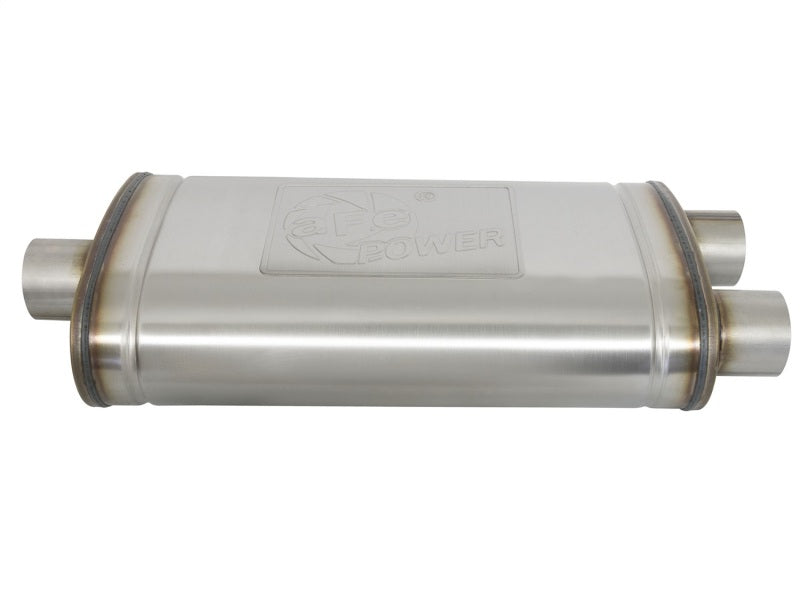 aFe MACHForce XP SS Muffler 3in Center Inlet / 3in Offset Outlet 22in L x 11in W x 6in H Body