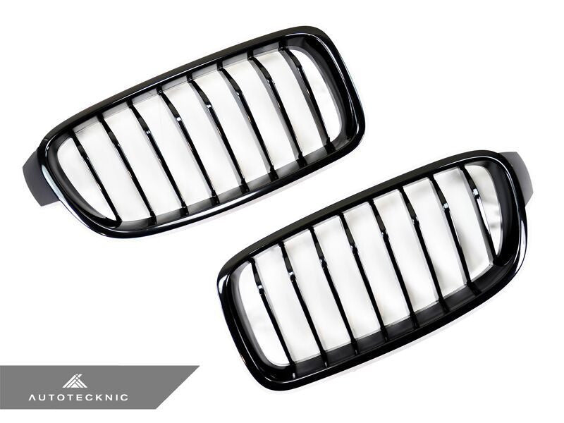 Autotecknic Replacement Glazing Black Front Kidney Grilles BMW F30 Sedan / F31 Wagon | 3 Series