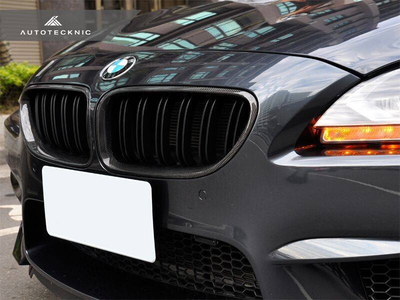 AutoTecknic Replacement Dual-Slats Carbon Fiber Front Grilles BMW F06 Gran Coupe / F12 Coupe / F13 Cabrio | 6 Series & M6