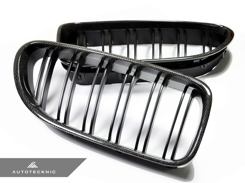 AutoTecknic Replacement Dual-Slats Glazing Black Front Grilles BMW F30 3-Series main image 1