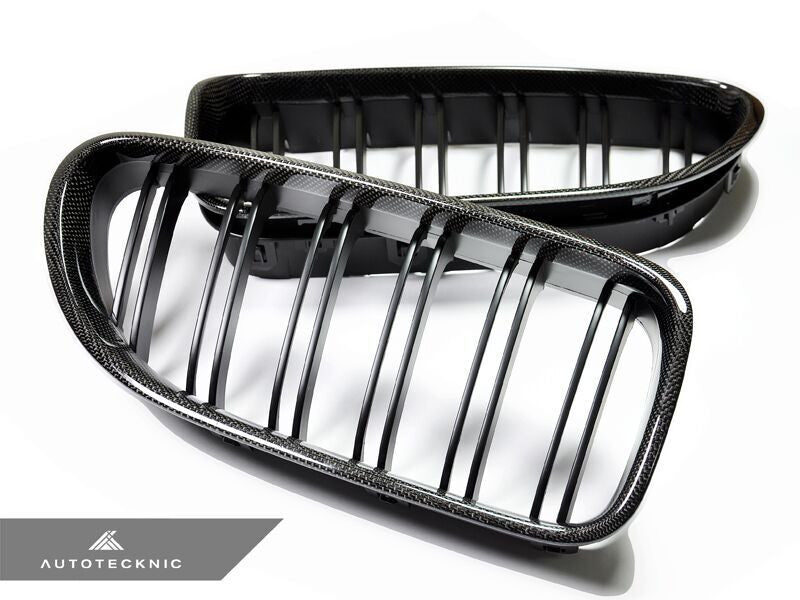 AutoTecknic Replacement Dual-Slats Carbon Fiber Front Grilles BMW F06 Gran Coupe / F12 Coupe / F13 Cabrio | 6 Series & M6