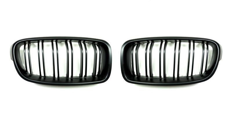 Autotecknic Replacement Dual-Slats Stealth Black Front Grilles BMW F30 3-Series