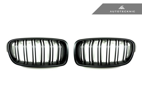Autotecknic Replacement Dual-Slats Stealth Black Front Grilles BMW F30 3-Series