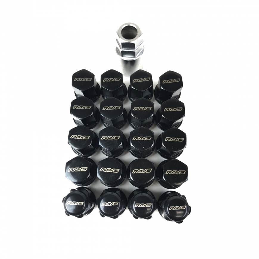 RAYS 19 Hex Lug Nut and Lock Set - Black - 14x1.50 (20 piece kit)
