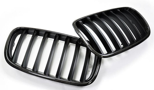 AutoTecknic Replacement Carbon Fiber Front Grilles BMW E70 X5 / X5M | E71 X6 / X6M